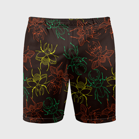 Мужские шорты спортивные с принтом Разноцветные жуки носороги в Курске,  |  | 