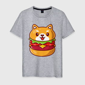 Мужская футболка хлопок с принтом Burger dog , 100% хлопок | прямой крой, круглый вырез горловины, длина до линии бедер, слегка спущенное плечо. | Тематика изображения на принте: 