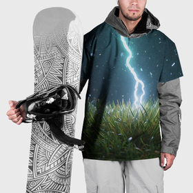 Накидка на куртку 3D с принтом Молния в траве в Екатеринбурге, 100% полиэстер |  | 