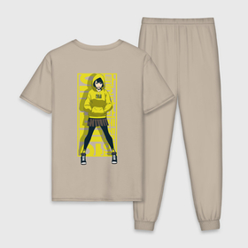 Мужская пижама хлопок с принтом Поднятие уровня в одиночку Хан Сон И в Екатеринбурге, 100% хлопок | брюки и футболка прямого кроя, без карманов, на брюках мягкая резинка на поясе и по низу штанин
 | 
