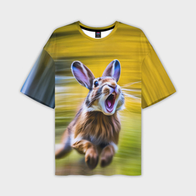 Мужская футболка oversize 3D с принтом Крик бегущего зайца в Курске,  |  | 