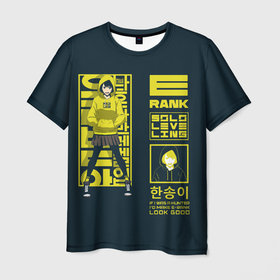 Мужская футболка 3D с принтом Han Song Yi Rank E , 100% полиэфир | прямой крой, круглый вырез горловины, длина до линии бедер | Тематика изображения на принте: 