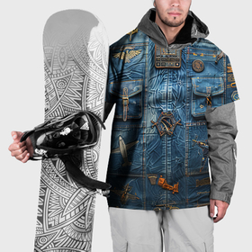 Накидка на куртку 3D с принтом Джинсы лётчика авиатора в Тюмени, 100% полиэстер |  | 