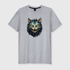Мужская футболка хлопок Slim с принтом Улыбка чеширского кота , 92% хлопок, 8% лайкра | приталенный силуэт, круглый вырез ворота, длина до линии бедра, короткий рукав | 
