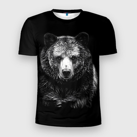 Мужская футболка 3D Slim с принтом Медведь с символом в Белгороде, 100% полиэстер с улучшенными характеристиками | приталенный силуэт, круглая горловина, широкие плечи, сужается к линии бедра | 
