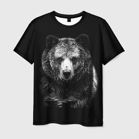 Мужская футболка 3D с принтом Медведь с символом , 100% полиэфир | прямой крой, круглый вырез горловины, длина до линии бедер | 
