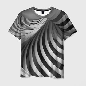 Мужская футболка 3D с принтом Иллюзия волновая абстракция в Курске, 100% полиэфир | прямой крой, круглый вырез горловины, длина до линии бедер | 