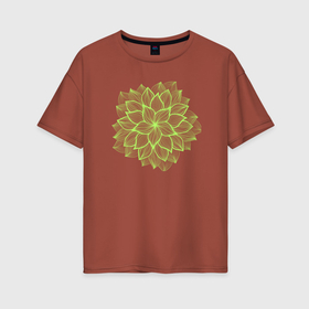 Женская футболка хлопок Oversize с принтом Каркас зелёного цветка , 100% хлопок | свободный крой, круглый ворот, спущенный рукав, длина до линии бедер
 | Тематика изображения на принте: 