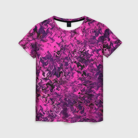 Женская футболка 3D с принтом Абстрактная текстура тёмно розовый в Екатеринбурге, 100% полиэфир ( синтетическое хлопкоподобное полотно) | прямой крой, круглый вырез горловины, длина до линии бедер | 