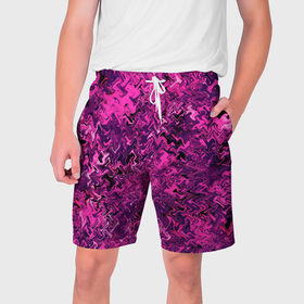 Мужские шорты 3D с принтом Абстрактная текстура тёмно розовый в Санкт-Петербурге,  полиэстер 100% | прямой крой, два кармана без застежек по бокам. Мягкая трикотажная резинка на поясе, внутри которой широкие завязки. Длина чуть выше колен | 