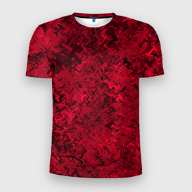 Мужская футболка 3D Slim с принтом Абстрактная текстура тёмно красный в Кировске, 100% полиэстер с улучшенными характеристиками | приталенный силуэт, круглая горловина, широкие плечи, сужается к линии бедра | 