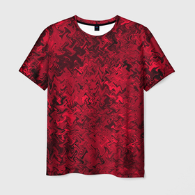 Мужская футболка 3D с принтом Абстрактная текстура тёмно красный в Петрозаводске, 100% полиэфир | прямой крой, круглый вырез горловины, длина до линии бедер | 