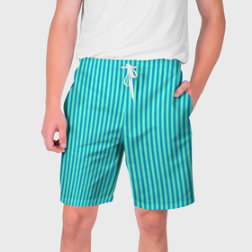 Мужские шорты 3D с принтом Зелёно голубой полосатый в Белгороде,  полиэстер 100% | прямой крой, два кармана без застежек по бокам. Мягкая трикотажная резинка на поясе, внутри которой широкие завязки. Длина чуть выше колен | 