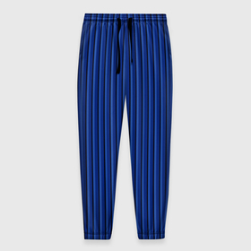 Мужские брюки 3D с принтом Синий в вертикальную полоску в Кировске, 100% полиэстер | манжеты по низу, эластичный пояс регулируется шнурком, по бокам два кармана без застежек, внутренняя часть кармана из мелкой сетки | 