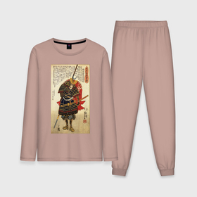 Мужская пижама с лонгсливом хлопок с принтом Самурай Какидзаки Кагэиэ: гравюра укиё э в Кировске,  |  | Тематика изображения на принте: 