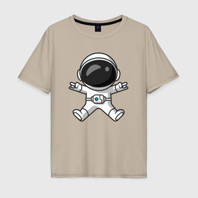 Мужская футболка хлопок Oversize с принтом Spaceman rock в Новосибирске, 100% хлопок | свободный крой, круглый ворот, “спинка” длиннее передней части | 