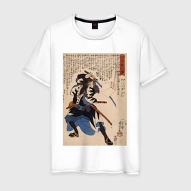 Мужская футболка хлопок с принтом Самурай Юкугава Сэмпэй Мурэнори: портреты укиё э 47 ронинов в Кировске, 100% хлопок | прямой крой, круглый вырез горловины, длина до линии бедер, слегка спущенное плечо. | 