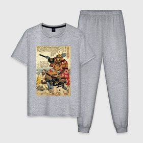 Мужская пижама хлопок с принтом Самурай Като Киёмаса: гравюра укиё э , 100% хлопок | брюки и футболка прямого кроя, без карманов, на брюках мягкая резинка на поясе и по низу штанин
 | Тематика изображения на принте: 