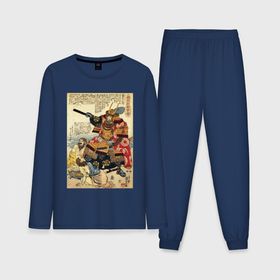 Мужская пижама с лонгсливом хлопок с принтом Самурай Като Киёмаса: гравюра укиё э ,  |  | Тематика изображения на принте: 