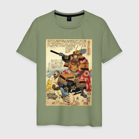 Мужская футболка хлопок с принтом Самурай Като Киёмаса: гравюра укиё э в Кировске, 100% хлопок | прямой крой, круглый вырез горловины, длина до линии бедер, слегка спущенное плечо. | 