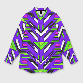 Мужская рубашка oversize 3D с принтом Техно броня фиолетово зелёная в Тюмени,  |  | 