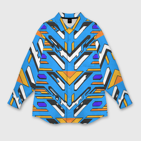 Мужская рубашка oversize 3D с принтом Техно броня жёлто синяя в Белгороде,  |  | Тематика изображения на принте: 