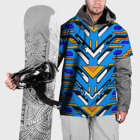 Накидка на куртку 3D с принтом Техно броня жёлто синяя в Белгороде, 100% полиэстер |  | Тематика изображения на принте: 