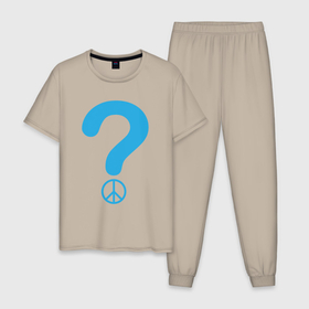 Мужская пижама хлопок с принтом Мир вопрос в Новосибирске, 100% хлопок | брюки и футболка прямого кроя, без карманов, на брюках мягкая резинка на поясе и по низу штанин
 | 