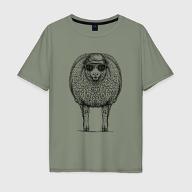 Мужская футболка хлопок Oversize с принтом Овечка модная в Белгороде, 100% хлопок | свободный крой, круглый ворот, “спинка” длиннее передней части | 