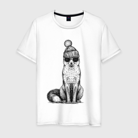 Мужская футболка хлопок с принтом Лисичка на стиле в Санкт-Петербурге, 100% хлопок | прямой крой, круглый вырез горловины, длина до линии бедер, слегка спущенное плечо. | 