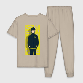 Мужская пижама хлопок с принтом Sung Jinwoo strongest hunter в Кировске, 100% хлопок | брюки и футболка прямого кроя, без карманов, на брюках мягкая резинка на поясе и по низу штанин
 | 