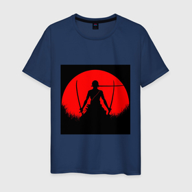 Мужская футболка хлопок с принтом Зоро Ророноа охотник на пиратов в Белгороде, 100% хлопок | прямой крой, круглый вырез горловины, длина до линии бедер, слегка спущенное плечо. | 
