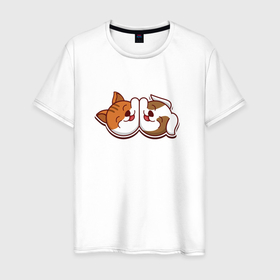 Мужская футболка хлопок с принтом Кот и собака в Санкт-Петербурге, 100% хлопок | прямой крой, круглый вырез горловины, длина до линии бедер, слегка спущенное плечо. | Тематика изображения на принте: 