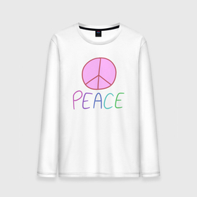 Мужской лонгслив хлопок с принтом Peace pink в Петрозаводске, 100% хлопок |  | Тематика изображения на принте: 