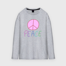 Мужской лонгслив oversize хлопок с принтом Peace pink в Петрозаводске,  |  | Тематика изображения на принте: 