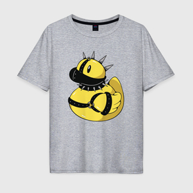 Мужская футболка хлопок Oversize с принтом Резиновый утенок в стиле панк в Курске, 100% хлопок | свободный крой, круглый ворот, “спинка” длиннее передней части | 