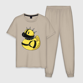 Мужская пижама хлопок с принтом Резиновый утенок в стиле панк в Екатеринбурге, 100% хлопок | брюки и футболка прямого кроя, без карманов, на брюках мягкая резинка на поясе и по низу штанин
 | 