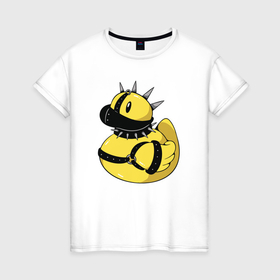 Женская футболка хлопок с принтом Резиновый утенок в стиле панк в Курске, 100% хлопок | прямой крой, круглый вырез горловины, длина до линии бедер, слегка спущенное плечо | 