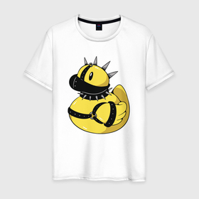 Мужская футболка хлопок с принтом Резиновый утенок в стиле панк в Тюмени, 100% хлопок | прямой крой, круглый вырез горловины, длина до линии бедер, слегка спущенное плечо. | 