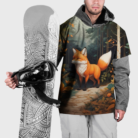 Накидка на куртку 3D с принтом Лисёнок на лесной прогулке , 100% полиэстер |  | 