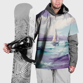 Накидка на куртку 3D с принтом Яхта идущая по волнам в Тюмени, 100% полиэстер |  | Тематика изображения на принте: 