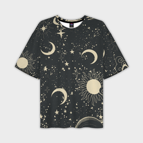 Мужская футболка oversize 3D с принтом Звёздная карта с лунами и солнцем в Белгороде,  |  | 