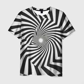 Мужская футболка 3D с принтом Оптическая иллюзия контрастные волны в Новосибирске, 100% полиэфир | прямой крой, круглый вырез горловины, длина до линии бедер | Тематика изображения на принте: 
