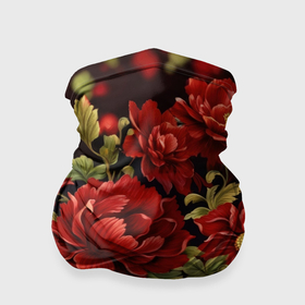 Бандана-труба 3D с принтом Цветение красных цветов в Тюмени, 100% полиэстер, ткань с особыми свойствами — Activecool | плотность 150‒180 г/м2; хорошо тянется, но сохраняет форму | 