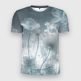 Мужская футболка 3D Slim с принтом Хрустальные цветы в Кировске, 100% полиэстер с улучшенными характеристиками | приталенный силуэт, круглая горловина, широкие плечи, сужается к линии бедра | 