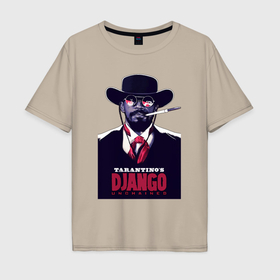 Мужская футболка хлопок Oversize с принтом Django   Jamie Foxx , 100% хлопок | свободный крой, круглый ворот, “спинка” длиннее передней части | 