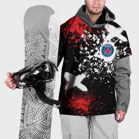 Накидка на куртку 3D с принтом Пари Сен Жермен на фоне граффити и брызг красок , 100% полиэстер |  | Тематика изображения на принте: 