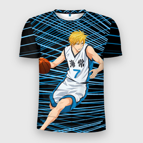 Мужская футболка 3D Slim с принтом Рёта Кисэ из Баскетбола Куроко в Новосибирске, 100% полиэстер с улучшенными характеристиками | приталенный силуэт, круглая горловина, широкие плечи, сужается к линии бедра | 