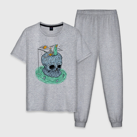 Мужская пижама хлопок с принтом Мёртвая рыбалка в Тюмени, 100% хлопок | брюки и футболка прямого кроя, без карманов, на брюках мягкая резинка на поясе и по низу штанин
 | 