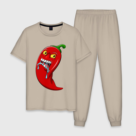 Мужская пижама хлопок с принтом Острый перчик в Курске, 100% хлопок | брюки и футболка прямого кроя, без карманов, на брюках мягкая резинка на поясе и по низу штанин
 | 